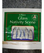 Brand New Small Christmas Glass 6 PIECE NATIVITY SCENE Decor Set In Box - £9.81 GBP