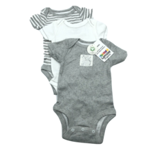 Lamaze Organic Cotton Baby One Piece Outfits Snap Button Gray White Striped 3M - £7.76 GBP
