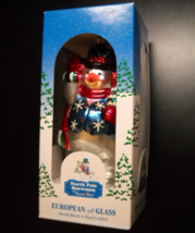 Santa's Best Christmas Ornament North Pole Snowmen European Style Glass Boxed - $12.99