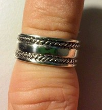 7mm Wide .925 Sterling Braided Edge Ring - Sz 5 - Free Shipping ! - $14.99