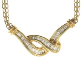 Authenticity Guarantee 
Lady’s (14K) Yellow Gold Baguette Diamond Pendant W/ ... - £1,726.02 GBP