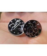 .925 Sterling Silver Button Style Capricorn Cufflinks - Free Shipping ! - $54.66 CAD