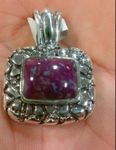 .925 Sterling Silver Purple Agate Pendant - Free Shipping -  NEW - £23.97 GBP