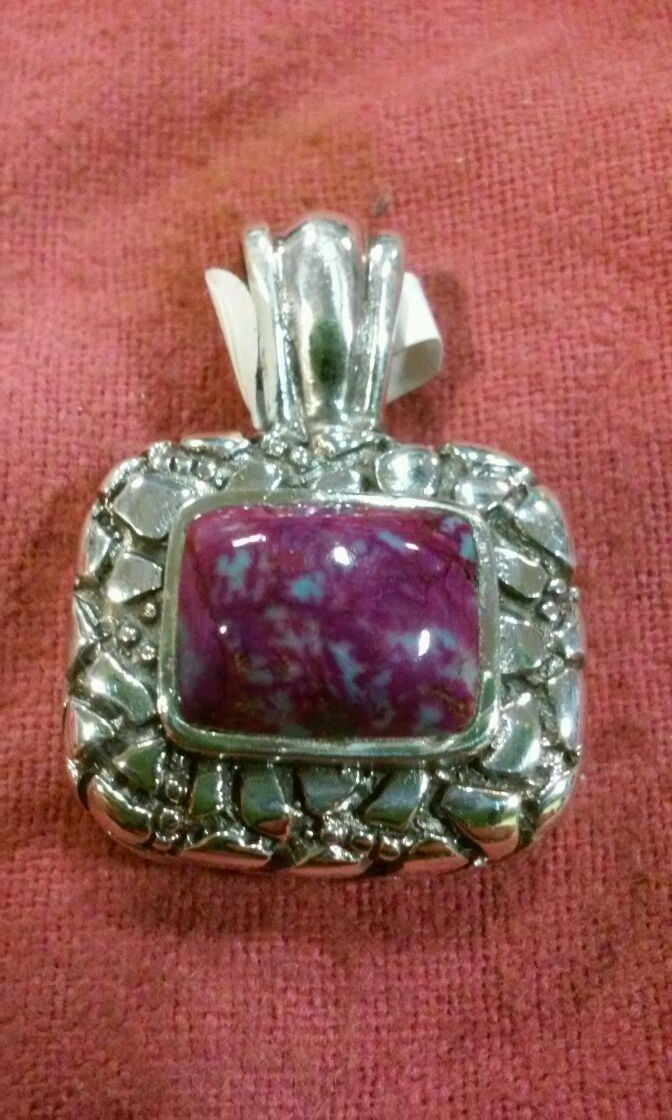 .925 Sterling Silver Purple Agate Pendant - Free Shipping -  NEW Item image 2