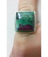 Large .925 Sterling Silver &quot;Ruby in Zoisite&quot; Ring -Sz 8-  Free Ship - £39.90 GBP