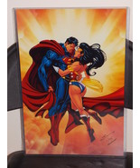 DC Superman &amp; Wonder Woman Glossy Print 11 X 17 In Hard Plastic Sleeve - £19.69 GBP