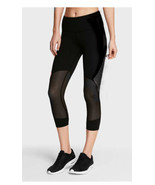 VICTORIA&#39;S SECRET SPORT VSX Black Mesh KNOCKOUT Mid Rise CAPRI PANTS LEG... - €13,57 EUR