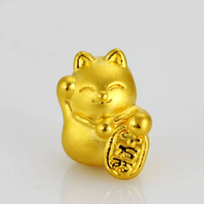999 24K Solid Yellow Gold bracelet/ Bless Lucky Cat red Red Weave String Bracele - £132.56 GBP