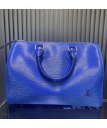 Pre-Owned Louis Vuitton Blue Epi Leather Speedy Handbag w/ Entrupy COA - $1,450.00
