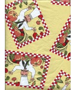 Harvest Chef and Pumpkin 52&quot; x 90&quot; Oblong Vinyl Tablecloth Flannel Back - £7.47 GBP