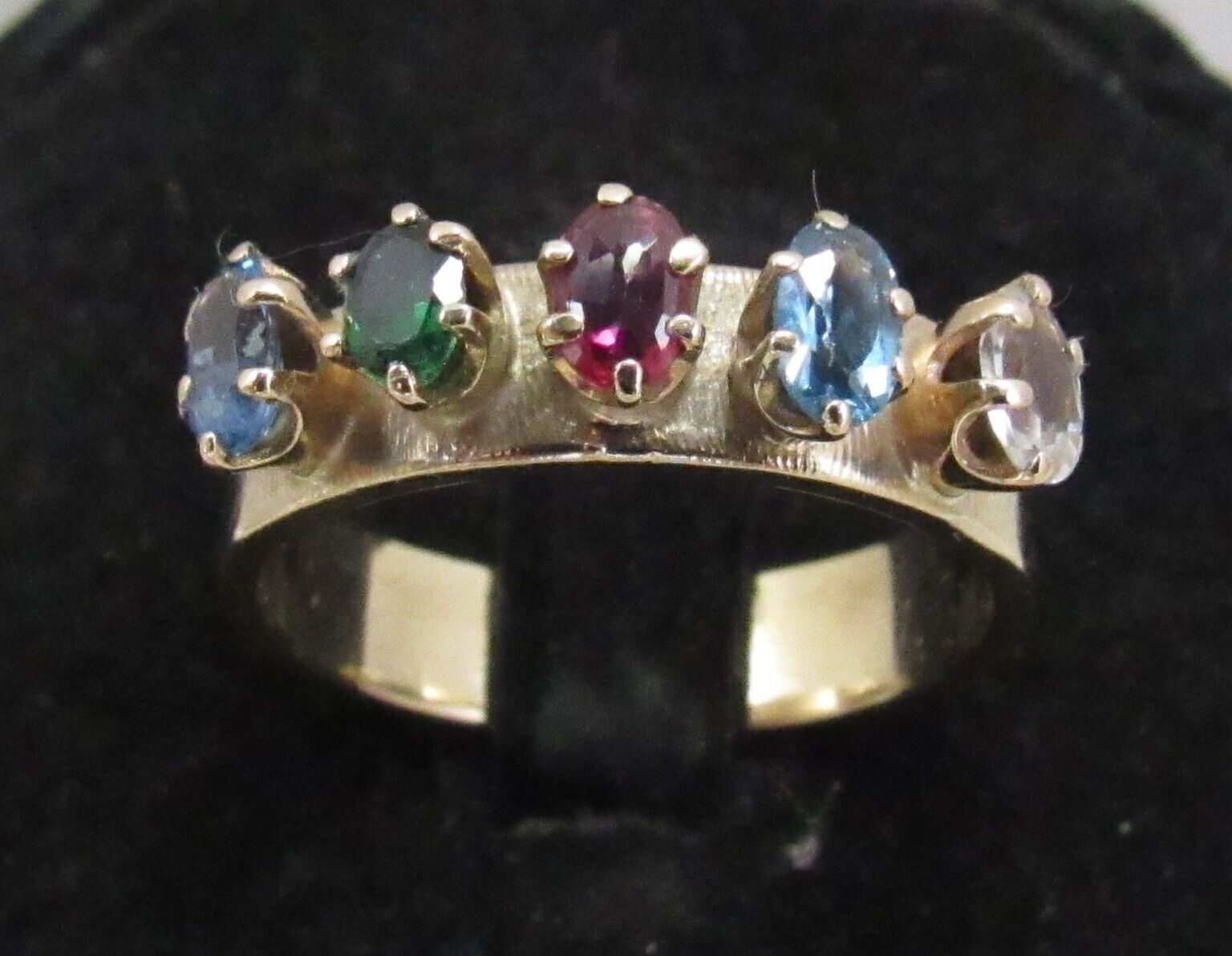 14k Yellow Gold Mother's Sz 8.75 Ring 4mm Band 5 Birthstone .50ct Custom Made 5g Item image 2