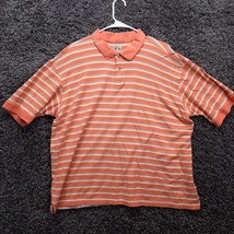 Columbia Polo Shirt Mens XL Peach Striped Cotton Collared Short Sleeve Top - $5.90