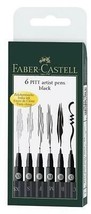 Set Of 6 (Xs,S,F,M,B,C) Faber Castell Pitt Artist Pens Black Ink Art Craft Fun - £30.10 GBP