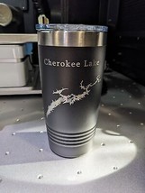 Cherokee Lake Map Tumbler Travel Mug Insulated Coffee Cup Tennessee 20 oz Black - £13.97 GBP