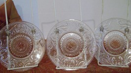 Indiana Tiara Sandwich Glass  3 Bread Butter Plates 6 1/8&quot; - £12.59 GBP