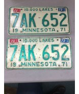 Match Number Set Pair 1971 7AK652 MINNESOTA MN LICENSE PLATE Tag Embosse... - $1,273.00 MXN