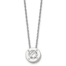 April Birthstone CZ Circle Pendant on 20 inch Loose Rope Chain Stainless Steel - £46.96 GBP