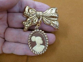 CA10-145 RARE African American LADY brown + ivory color CAMEO brass Pin Pendant - £26.86 GBP