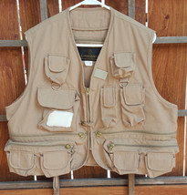 Canvasback Fly Fishing Vest-Tan-Angler-Tons of Pockets-Polyester/Cotton-M - £21.00 GBP