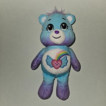 Dream Bright Care Bear Plush Blue Purple 10&quot; Stuffed Toy  Heart Rainbow Wings - £8.68 GBP