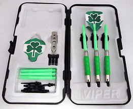 Green Shamrock Standard Rubberized Sure Grip Soft Tip Dart Set + Case 16... - £18.81 GBP