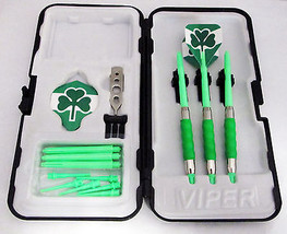 Green Shamrock Standard Rubberized Sure Grip Soft Tip Dart Set + Case 16 gram -4 - $23.93