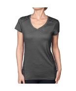 Kirkland Ladies Active Stretch Wicking V-Neck Semi fitted Tee Top Gray Sz Sm - £6.39 GBP