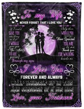 To My Wife Fleece Blanket Xmas Gift Romantic Couple Love At The Moon Blankets - £47.18 GBP+