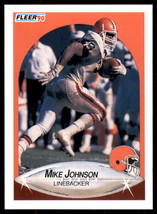 1990 Fleer #50a Mike Johnson Lower right star of AFC logo aligned with blue - $1.75