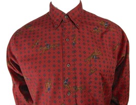 Rare Rosenthal Truitt Polo Player Horses Print Long Sleeve Button Front ... - £35.37 GBP