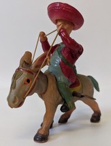 Vintage 1940&#39;s Occupied Japan CELLULOID Wind-up Mechanical Toy DONKEY w/ Rider - £200.45 GBP