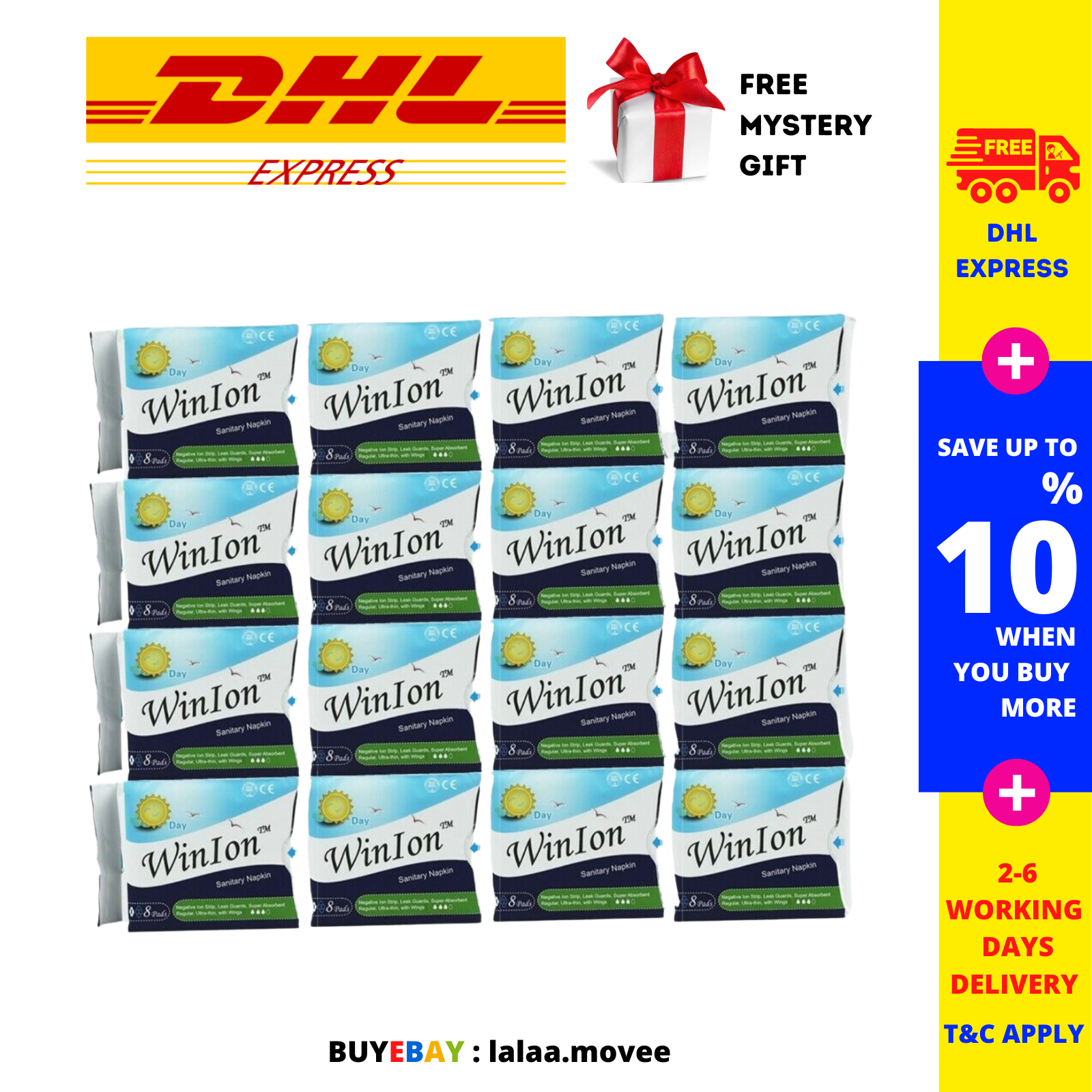 16 X Winalite WinIon Sanitary Napkin Girl Menstrual Pads with Wings (128... - $106.43