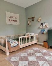 Montessori Floor Bed with Rails: Natural Pine Wood Toddler Bed - $429.00