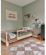 Montessori Floor Bed with Rails: Natural Pine Wood Toddler Bed - $429.00