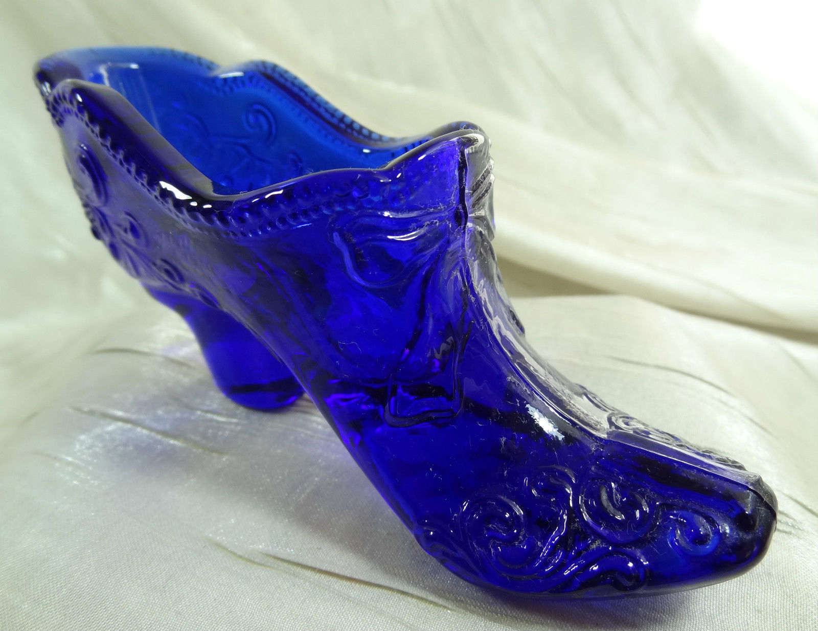 Bow Slipper Cobalt Blue Glass Glass Shoe Mosser - $14.95