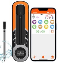500FT Truly Wireless Smart Meat Thermometer, Bluetooth Meat Thermometer ... - $38.69