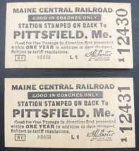 Lot of two (2) Vintage Maine Central Railroad MEC Pittsfield Coaches Ticket - £7.55 GBP