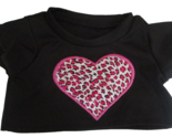 The Bear Factory Black Shirt With Pink Leopard Print Heart Front Fits 16... - $8.90