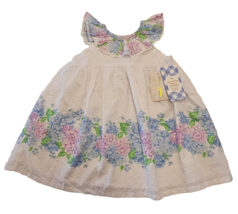 Tommy Bahama Dress Girls 4/5 Ruffled Sleeveless Clipped Swiss Dot Garden Floral - £22.54 GBP