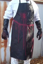Bloody Black Apron Crazy butcher costume mad scientist psycho dish washer - £19.69 GBP