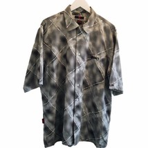 Vtg Y2K South Pole Men L Button Up Shirt Geometric Abstract Psychedelic Gray Blk - £29.81 GBP