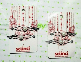 Scunci 2 Piece Bobby Pins With Rhinestones &amp; Pearls 2 Packs Silver Tone New - $9.25