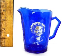 Shirley Temple Cobalt Blue Glass Cereal Creamer / Small Pitcher (Circa 1930&#39;s) - £10.95 GBP