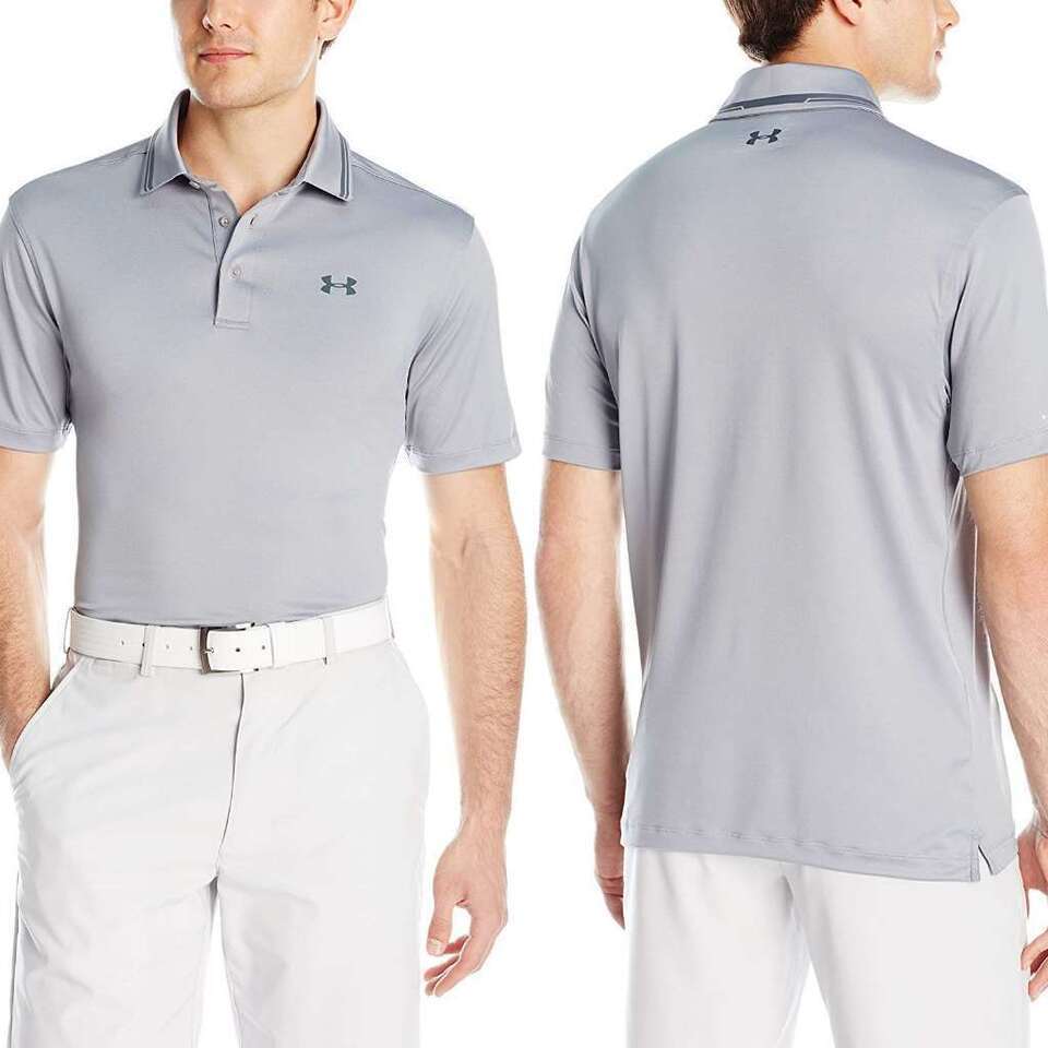 Under Armour Men&#39;s Coldblack Address Polo, Steel (035)/Stealth Gray, Large - $43.65