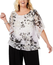 New Alex Evenings White Black Floral Tiered Blouse Size 2 X Women $149 - $74.99