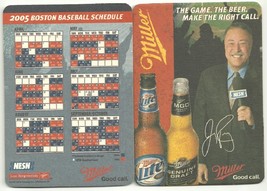 2005 Boston Red Sox Miller Beer Coaster Schedule with Jerry Remy - £1.36 GBP