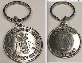 Saint Francis Of Assisi Keychain Protect My Pet Paw Print Patron Saint of Pets - $6.99
