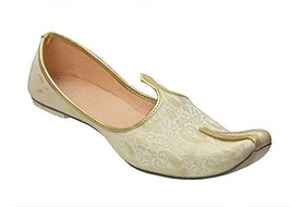 Mens ethnic Jutti Mojari Khussa Indian Wedding Flat Shoe LC White US siz... - £25.27 GBP