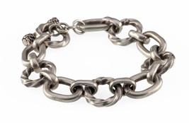 Sterling Silver Heavy Alternating Link Bracelet 8.5&quot;  - £233.71 GBP