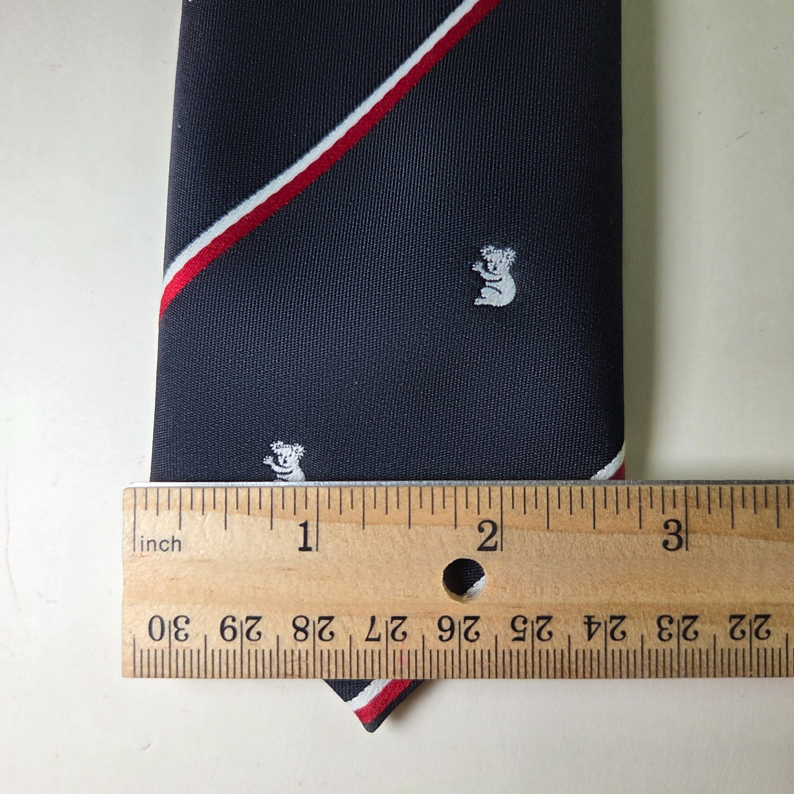 Austico Koala Novelty Stripe Tie Navy Red White Made in Australia 53" x 2.75" Item image 10